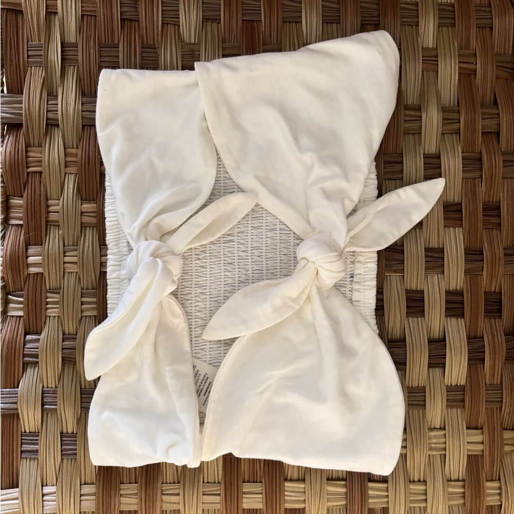 Cream Knotted crop top